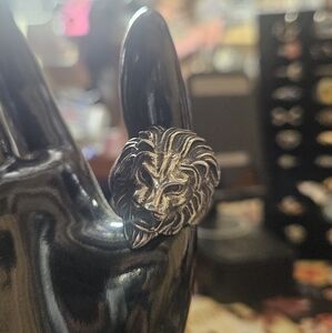 Vintage Silver Lion Head Ring